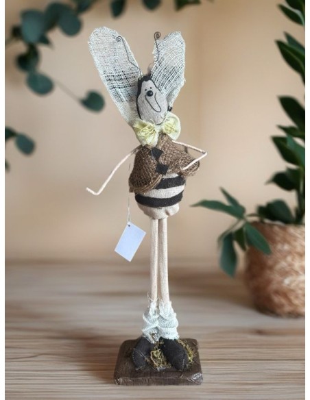 Abeja decorativa sobre base de madera – 41 cm