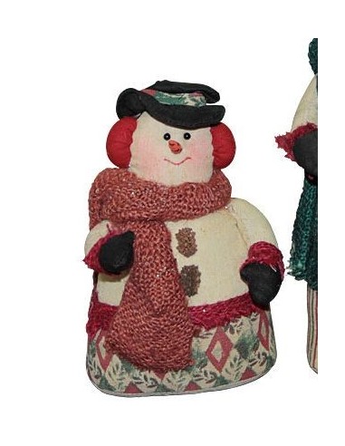 Pupazzo di neve artigianale in tessuto – Natale 17 cm