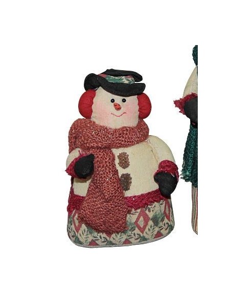 Pupazzo di neve artigianale in tessuto – Natale 17 cm