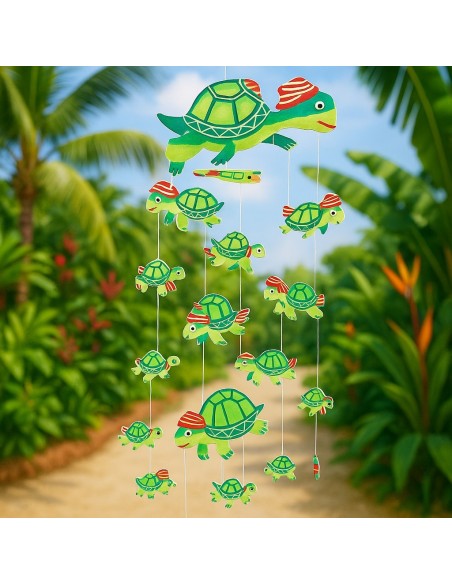Mobile Tortue en Bois Artisanal – Décoration Chambre Bébé
