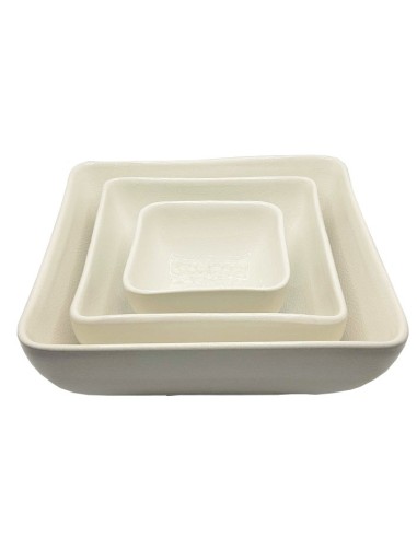 Juego de 3 platos cuadrados apilables de cerámica esmaltada verde - Vajilla