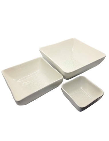 Set of 3 Stackable Square Green Glazed Ceramic Dishes - Tableware