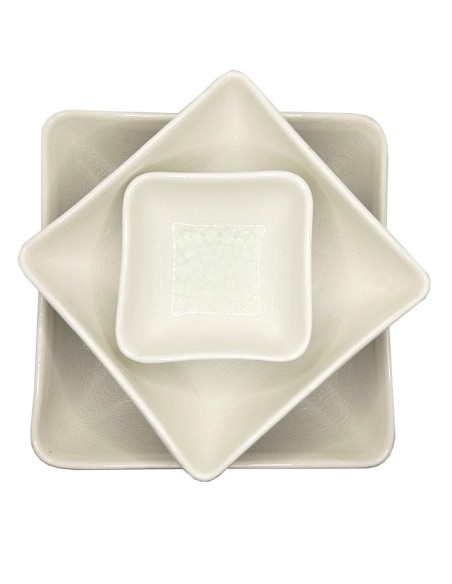 Set di 3 piatti quadrati impilabili in ceramica smaltata verde - Stoviglie