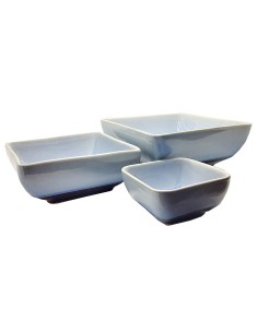 Set di 3 piatti quadrati impilabili in ceramica smaltata verde - Stoviglie 2