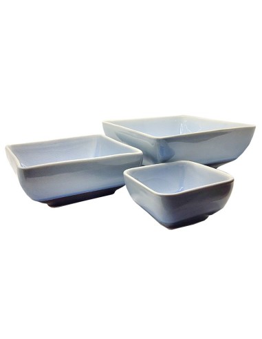 Set van 3 stapelbare vierkante schalen van groen geglazuurd keramiek - Servies