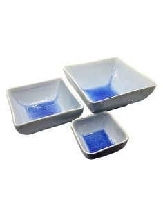 Juego de 3 platos cuadrados apilables de cerámica esmaltada verde - Vajilla