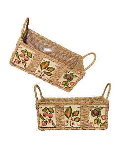 Hyacinth basket decorated with ceramics