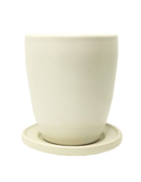 Taza de té con tapa de cerámica blanca