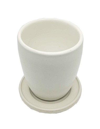 Tazza da tè con coperchio in ceramica bianca