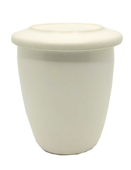 Tazza da tè con coperchio in ceramica bianca
