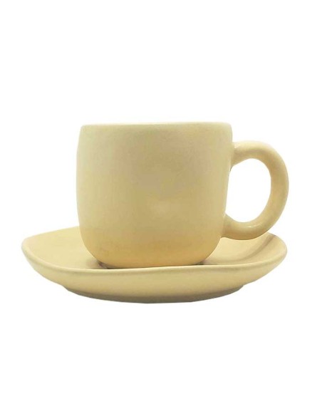Tazza con piattino abbinato in ceramica beige