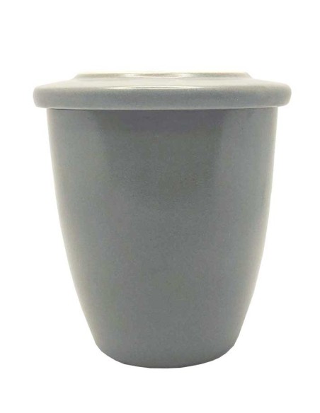Tazza da tè con coperchio in ceramica grigia