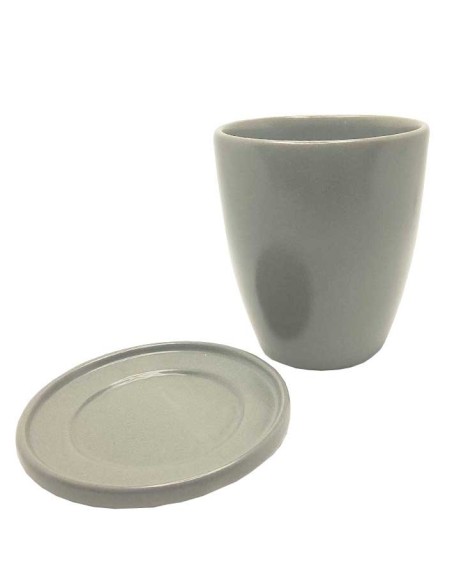 Tasse à thé avec couvercle céramique grise