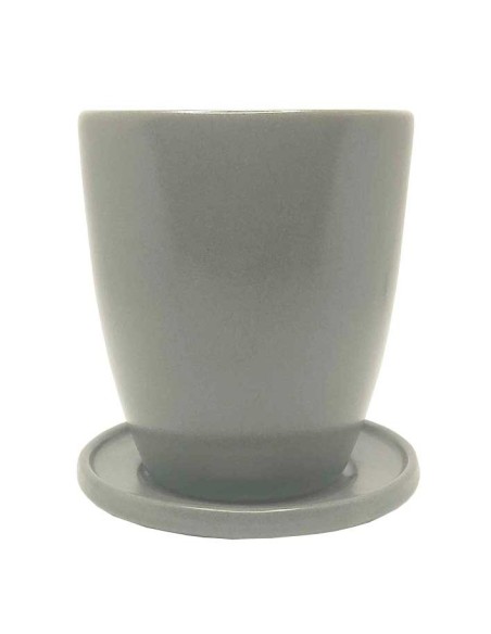 Tasse à thé avec couvercle céramique grise