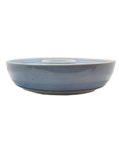 Piatto rotondo in terracotta smaltata blu