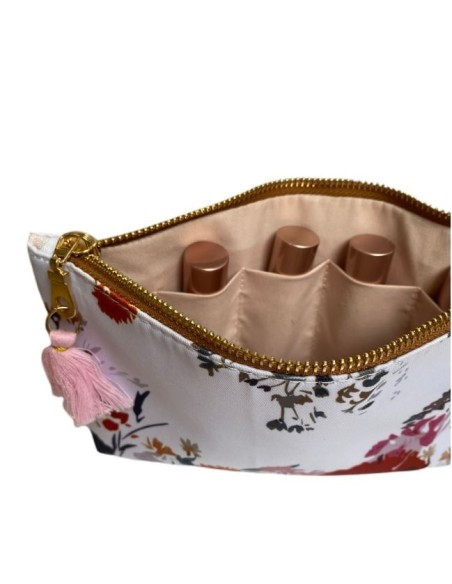 Storage pouch for essential oil bottles - pink pompon
